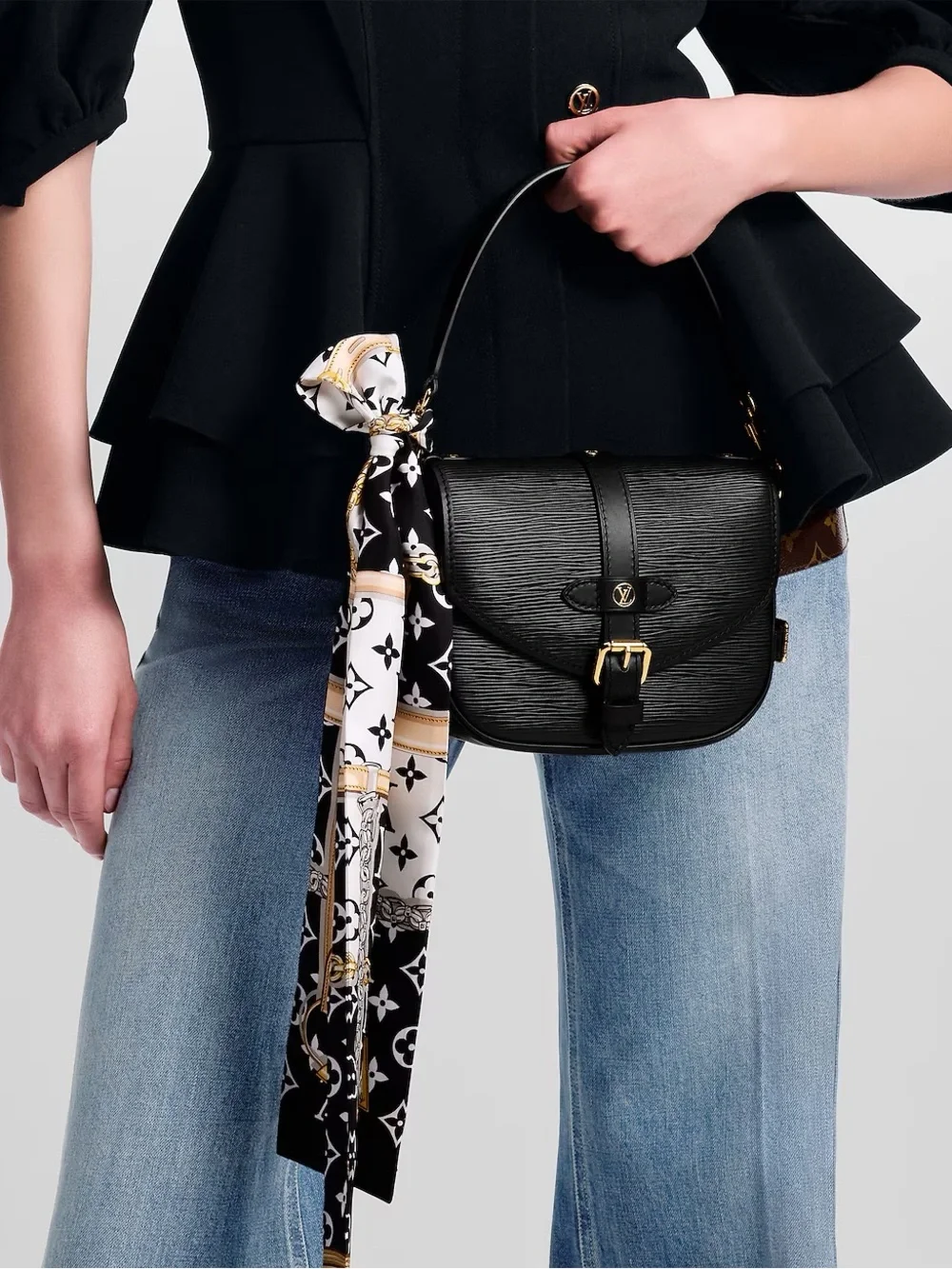Louis Vuitton Black & White Monogram Confidential Bandeau Scarf